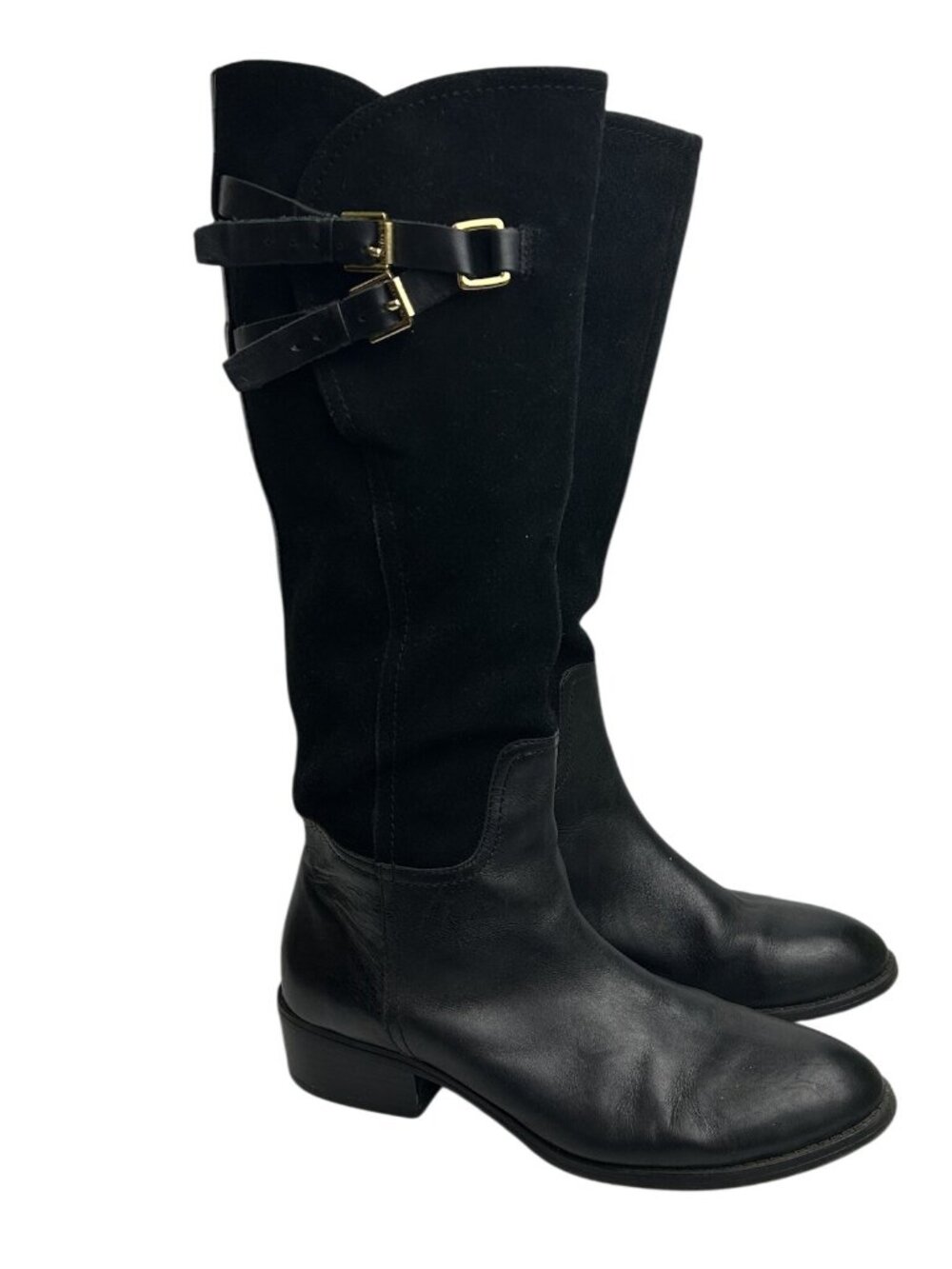 Ralph Lauren Maren Boots Womens Size 8B Black Leather Upper & Suede Riding - Picture 4 of 11